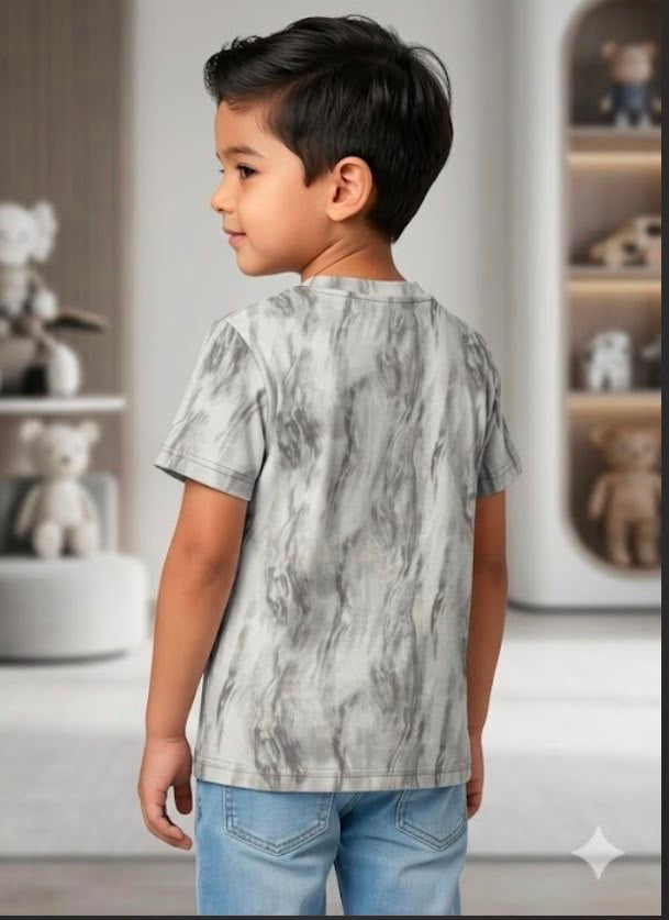 Marble Grey Kids T-Shirt | Soft Cotton Casual Tee