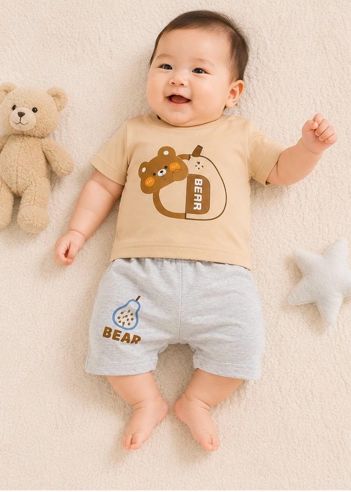 🧸 ZI Dreams Bear Print Baby Cotton Co-ord Set 💙
