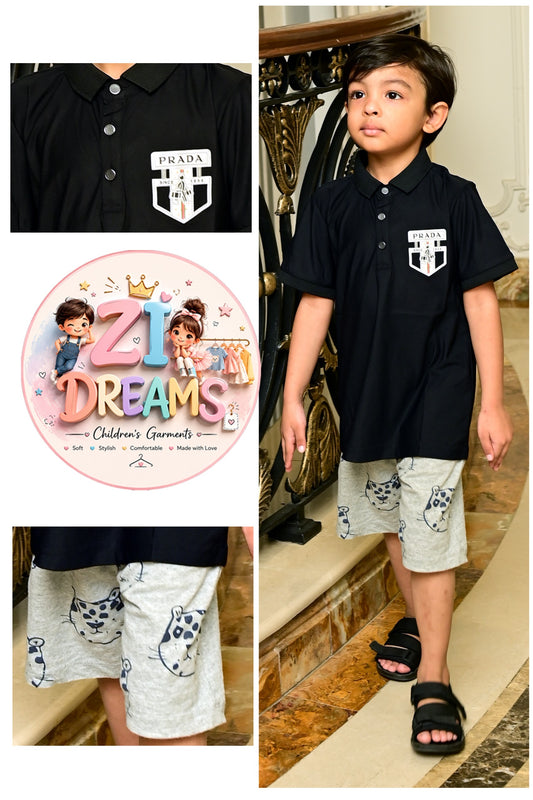 ✨ Prada Kids Premium Black Polo T-Shirt 👕🌟