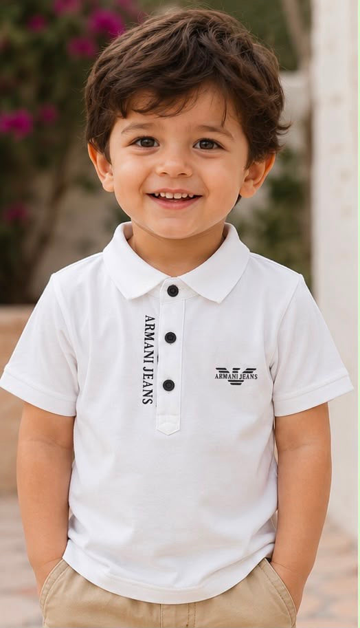 Armani Jeans Kids White Premium Polo T-Shirt