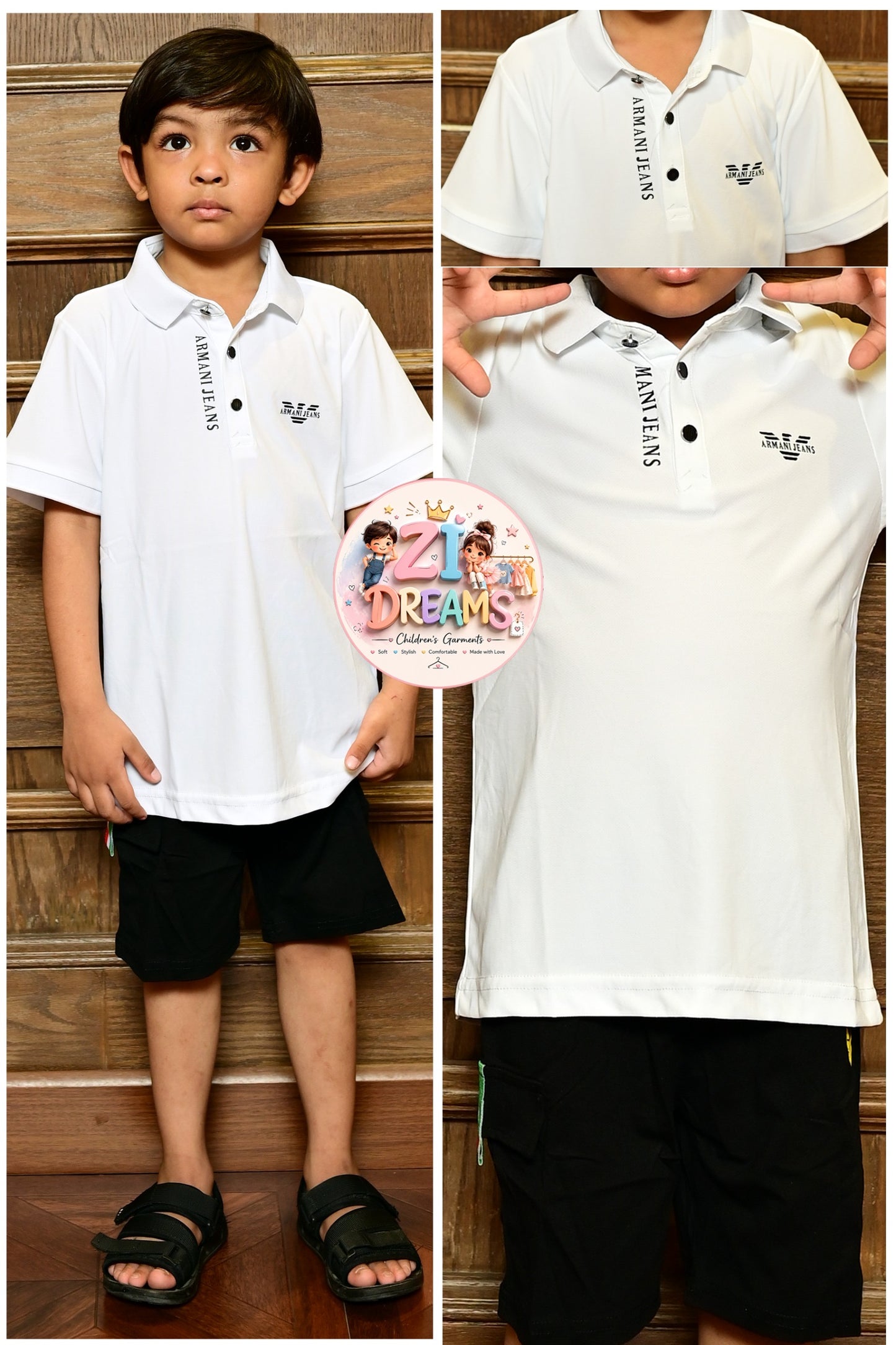 Armani Jeans Kids White Premium Polo T-Shirt