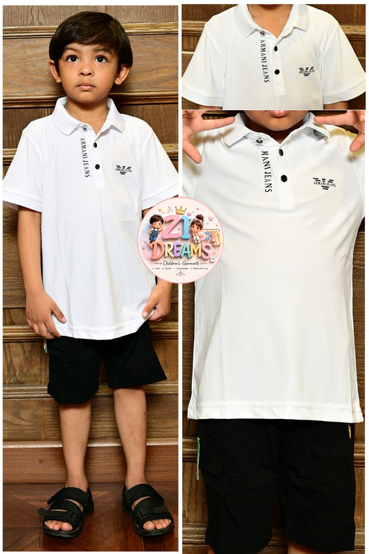 Armani Jeans Kids White Premium Polo T-Shirt