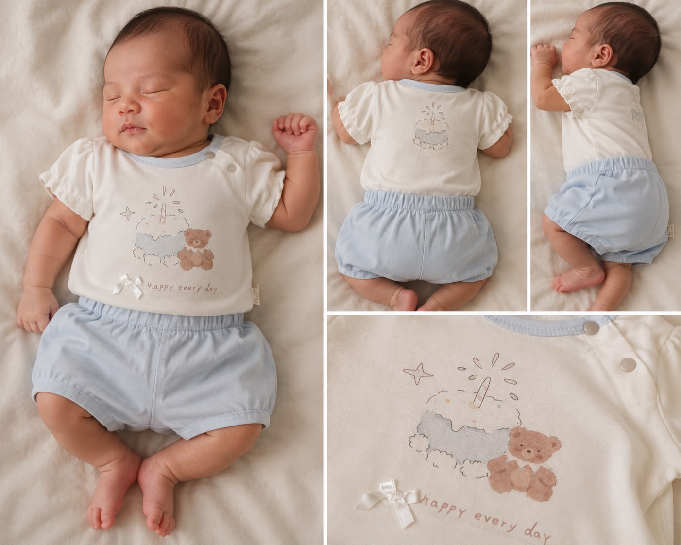 Happy Every Day Newborn Girls 2-Piece Cotton Short Set | Soft & Breathable
