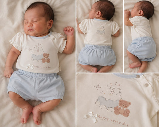 Happy Every Day Newborn Girls 2-Piece Cotton Short Set | Soft & Breathable
