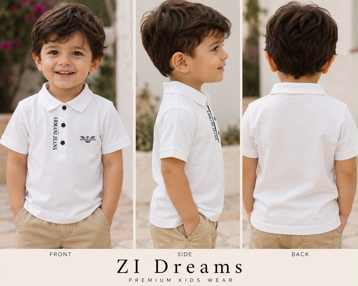 Armani Jeans Kids White Premium Polo T-Shirt