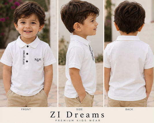 Armani Jeans Kids White Premium Polo T-Shirt
