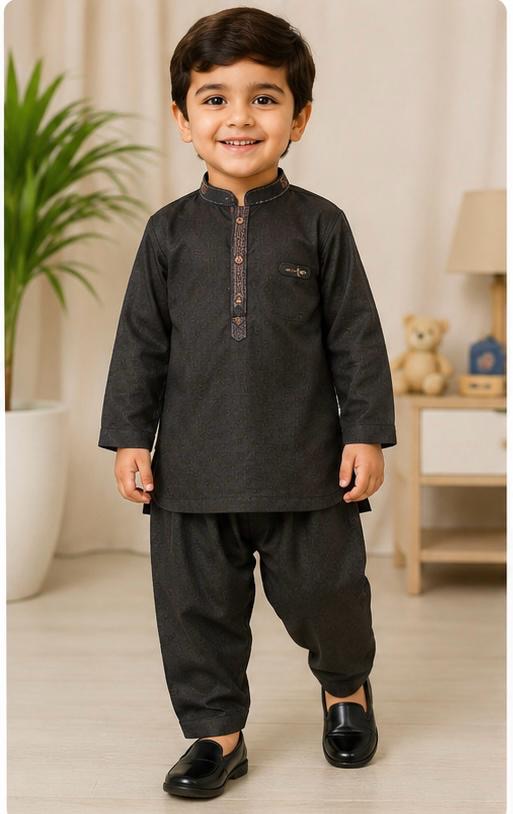Premium Black Boys Kurta Shalwar Set | Traditional Eid & Party Wear