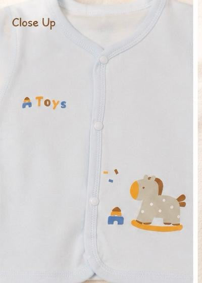 Toys Newborn Baby Set | Soft Cotton Full Sleeve 2-Piece Outfit (Light Blue)