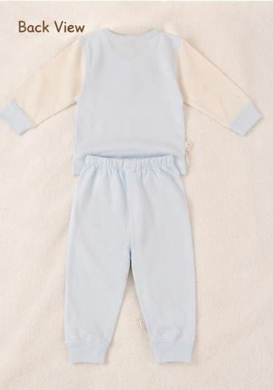 Toys Newborn Baby Set | Soft Cotton Full Sleeve 2-Piece Outfit (Light Blue)
