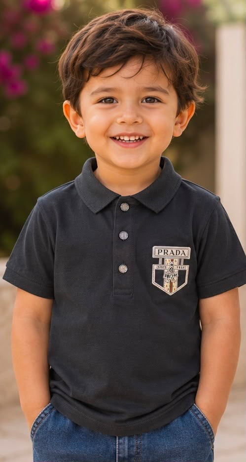 ✨ Prada Kids Premium Black Polo T-Shirt 👕🌟