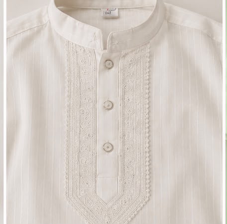 ✨ Premium Boys White Embroidered Kurta Pajama Set | Elegant Traditional Wear