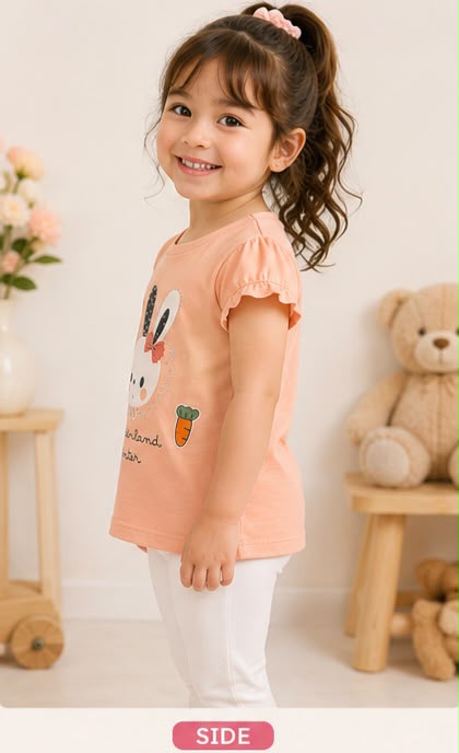 🐰 Cute Bunny Ruffle Tee Set 🩷