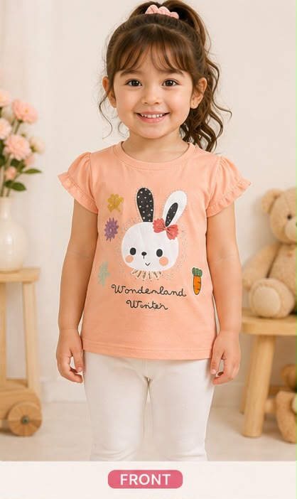 🐰 Cute Bunny Ruffle Tee Set 🩷