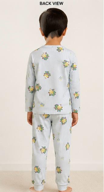 🌙 ZI Dreams Kids Night Suit – Light Blue Cotton Pajama Set 💙